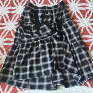 Disturbia Black and Gray Plaid Midi Skirt